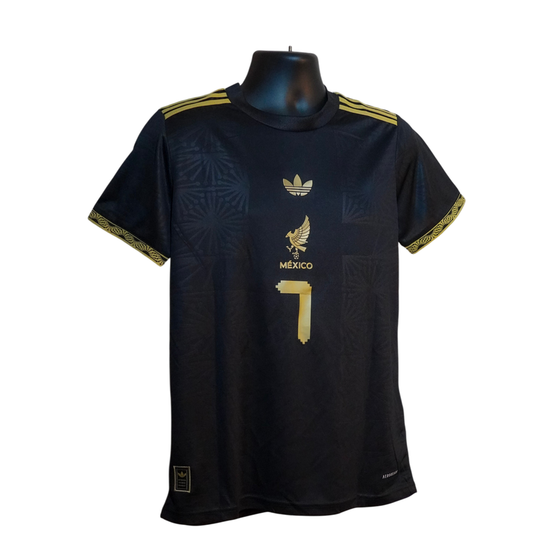 Mexico Away Jersey – Black & Gold #7 Gilberto Mora