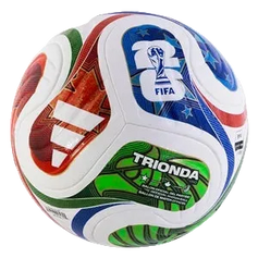 Colorful soccer ball with FIFA logo and 'Trionda' branding on a white background