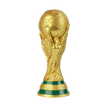Gold trophy with a green base on a white background